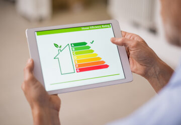 Energy efficiency house chart on tablet