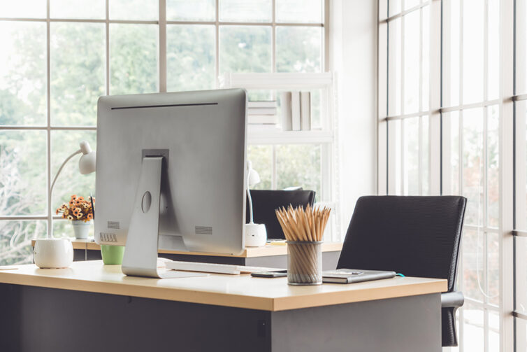 Home Office with big windows