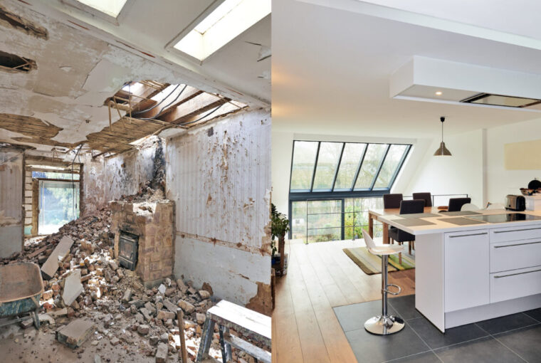 Modern open kitchen in renovated house