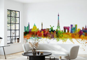 Paris skyline wall mural in office reception