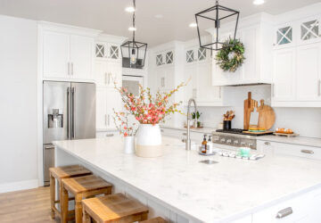 Kitchen with white counter tops