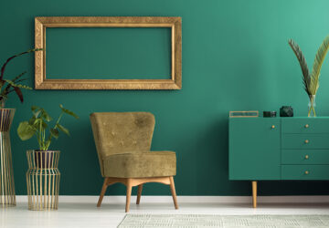 Green room with moss coloured slipper chair