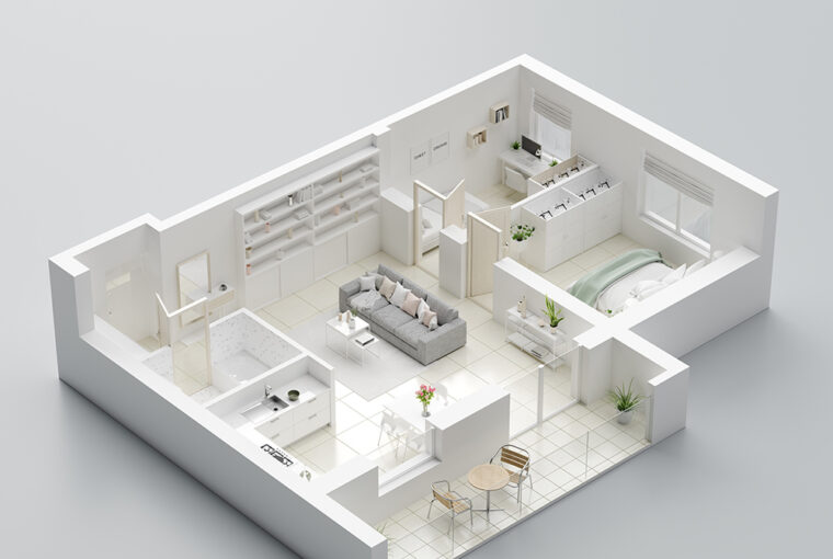 £D image of an apartment