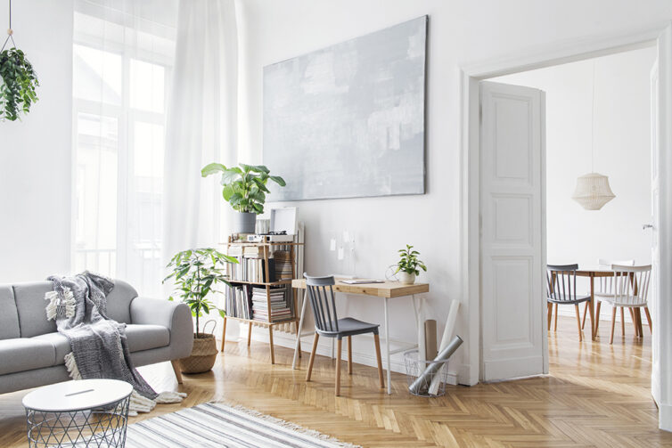 Dining room and lounge with desk