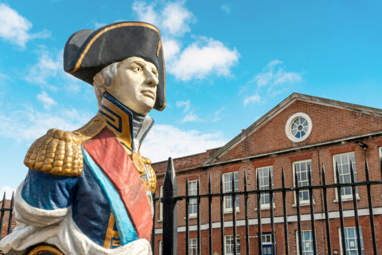 Statue of Admiral Lord Nelson at Portsmouth Historical Dockyard Museum