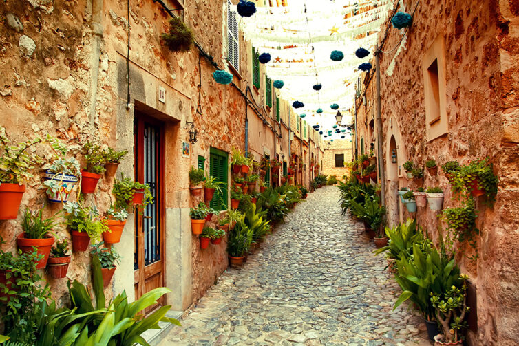 Old Street in Valldemossa village Spain