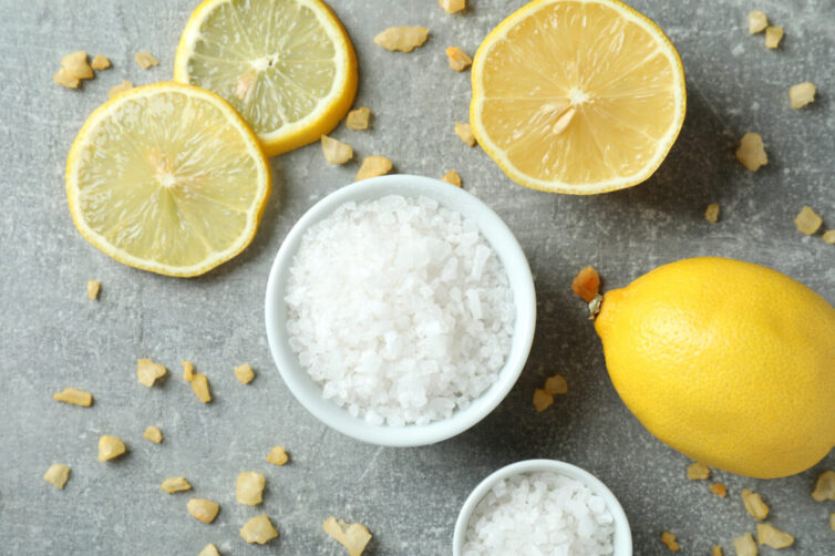 Lemon and rock salt used for eco-friendly cleaning