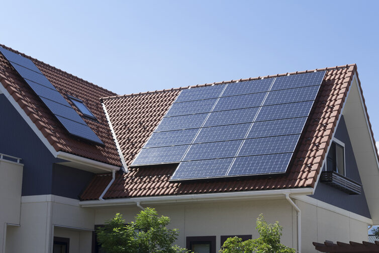 House with solar panels on the roof