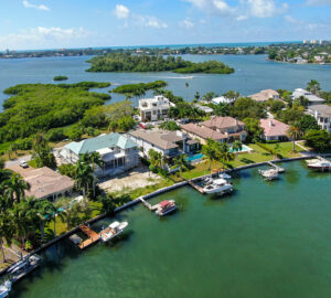 View of propery and sea at Bay Island, Sarasota, Florida, USA