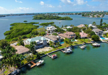 View of propery and sea at Bay Island, Sarasota, Florida, USA