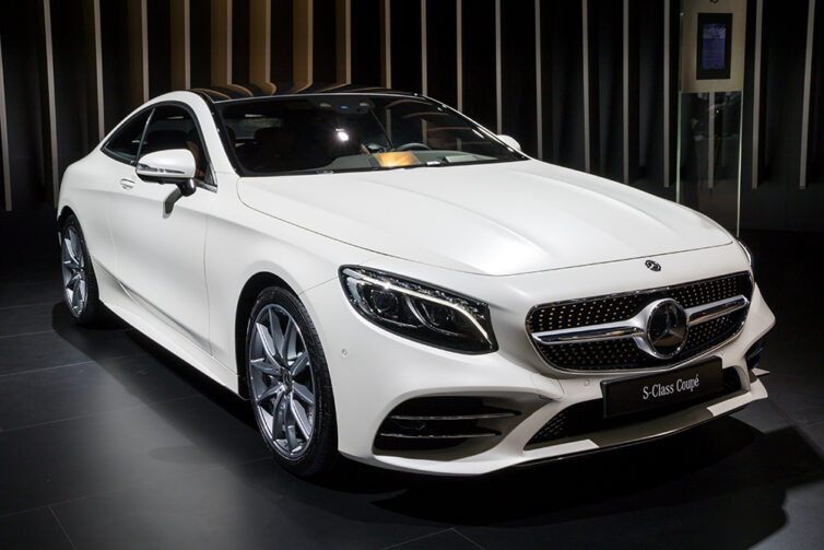 White Mercedes Benz S-Class Luxury Coupe car