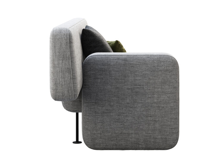 Corner section of grey modular sofa