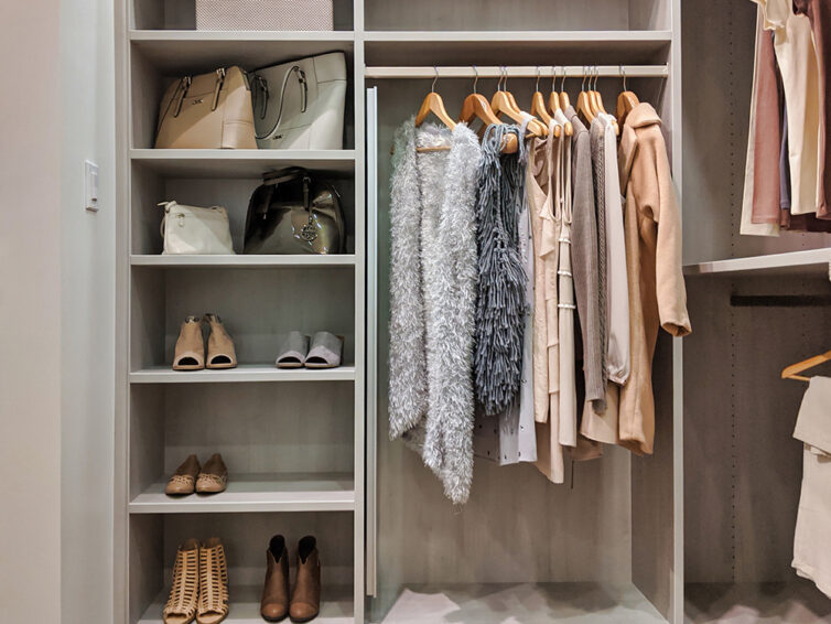 Built in bedroom clothes storage