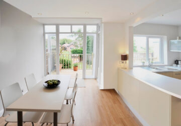 Modern white kitchen extension and kitchen