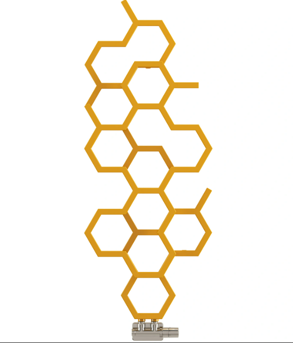 An image displaying a mustard hex vertical-shaped radiator