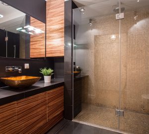 Stylish dark shower room