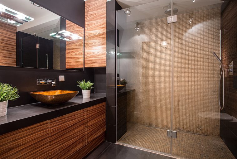 Stylish dark shower room