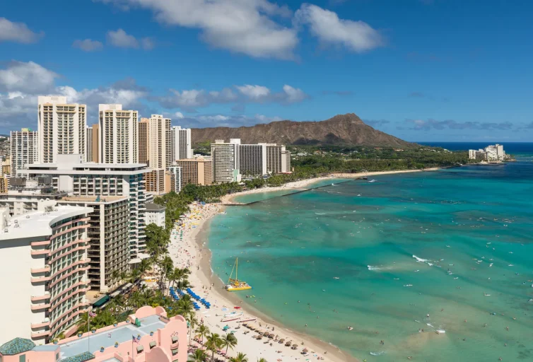 Waikiki beach, Honolulu, Oahu, Hawaii.